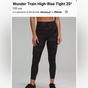 Lululemon Wunder Train High Rise Tight -camo - size 4